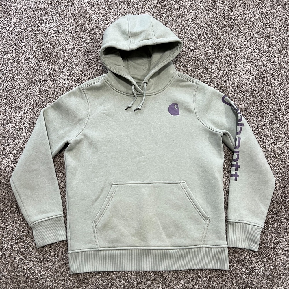 Carhartt Women's Medium Clarksburg Hoodie Relaxed Cotton Green 102791 G15 Fleece